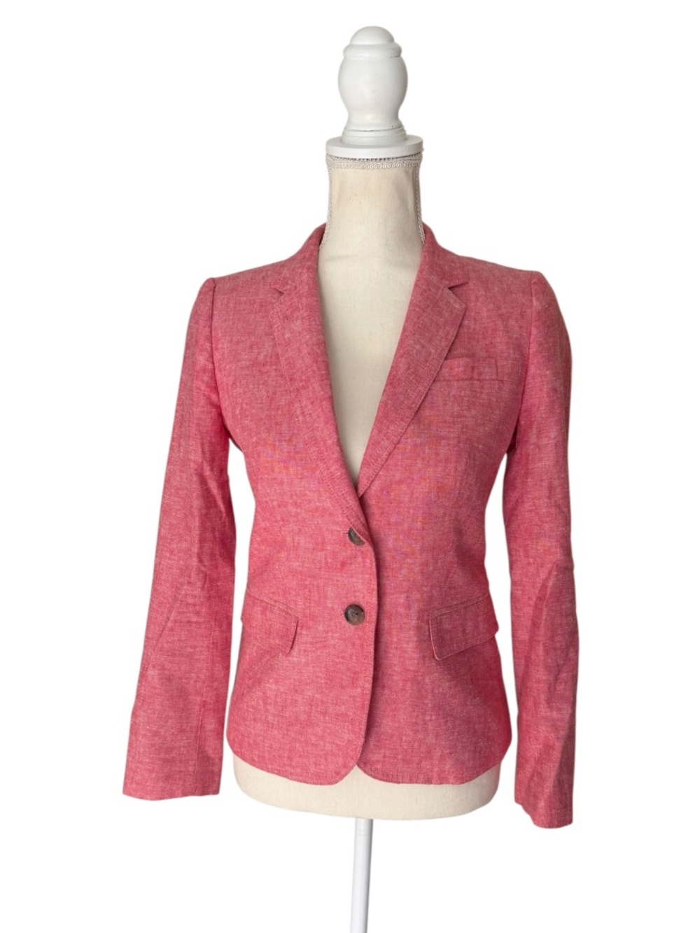 J.Crew Factory Schoolboy Blazer Pink Linen Blend Tailored Jacket Size 6